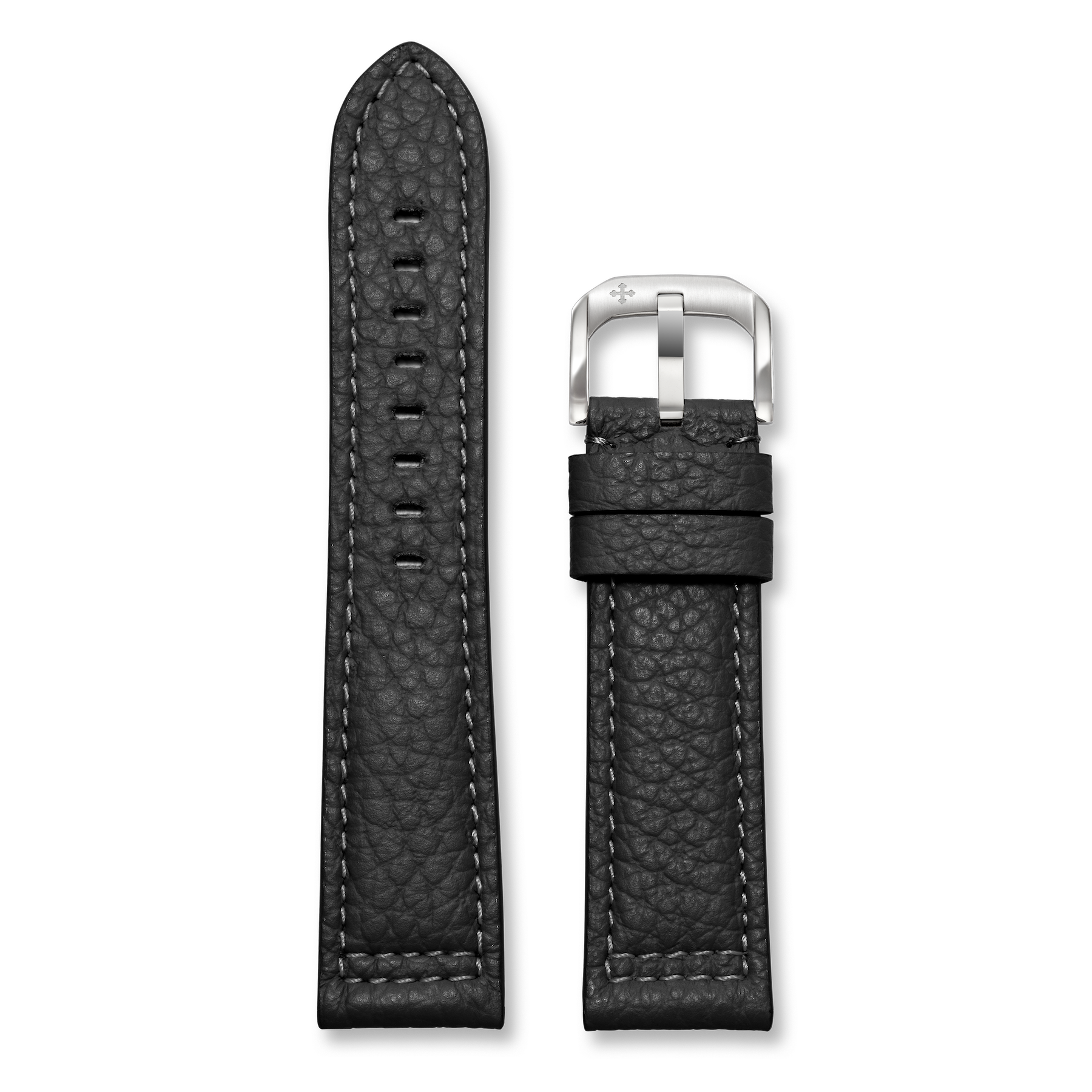 Cinturino in Pelle Nera goffrata 22mm