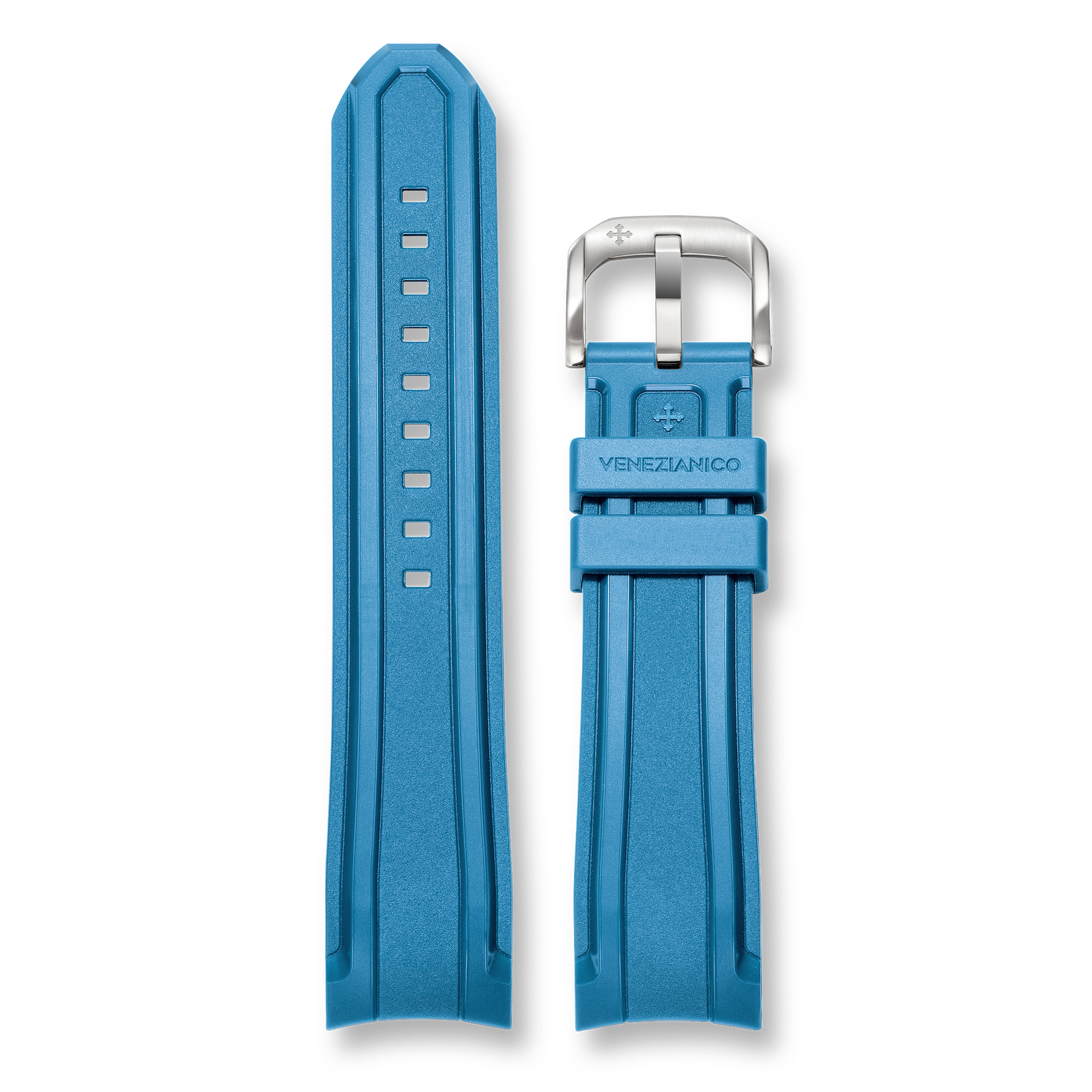 Cinturino integrato in gomma Azzurro 22mm