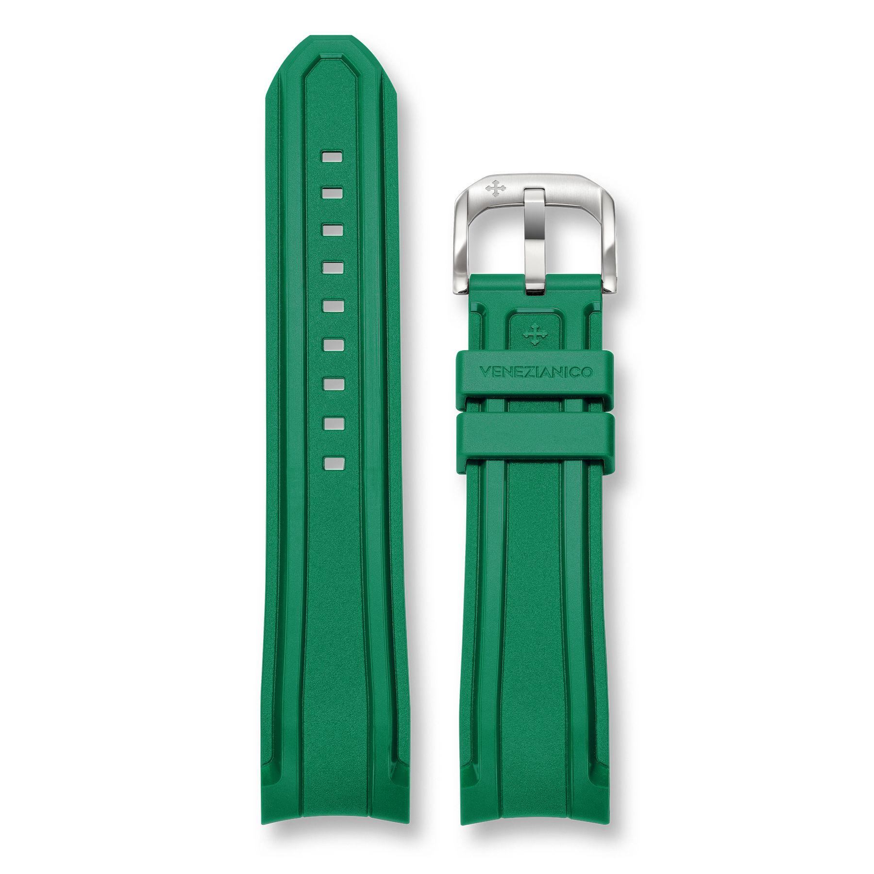 Cinturino integrato in gomma (22mm) - Verde