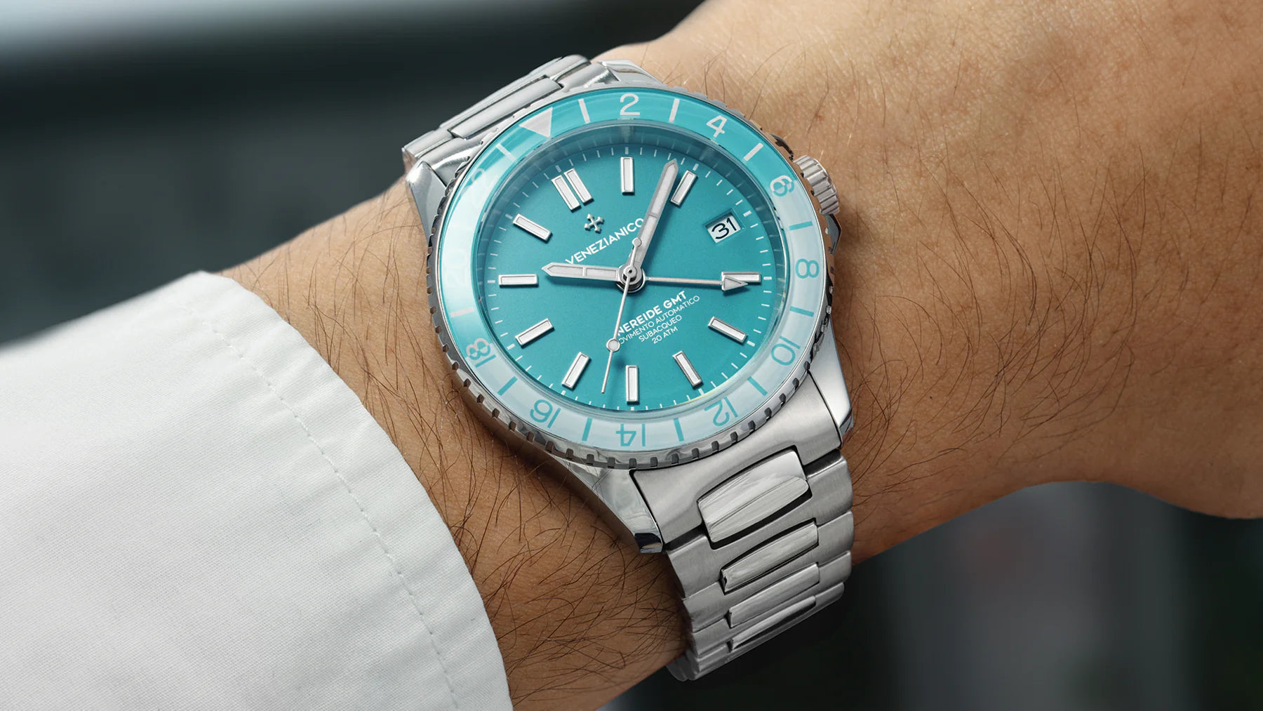 venezianico nereide gmt azzurro cielo indossato