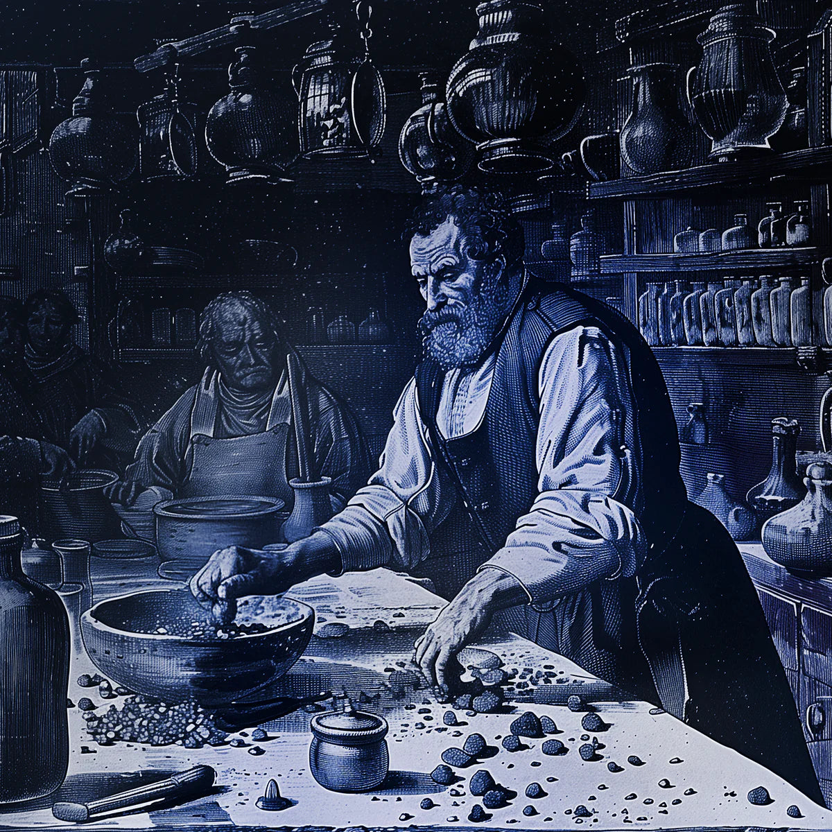 preparazione e lavorazione pietra preziosa lapislazzuli blu
