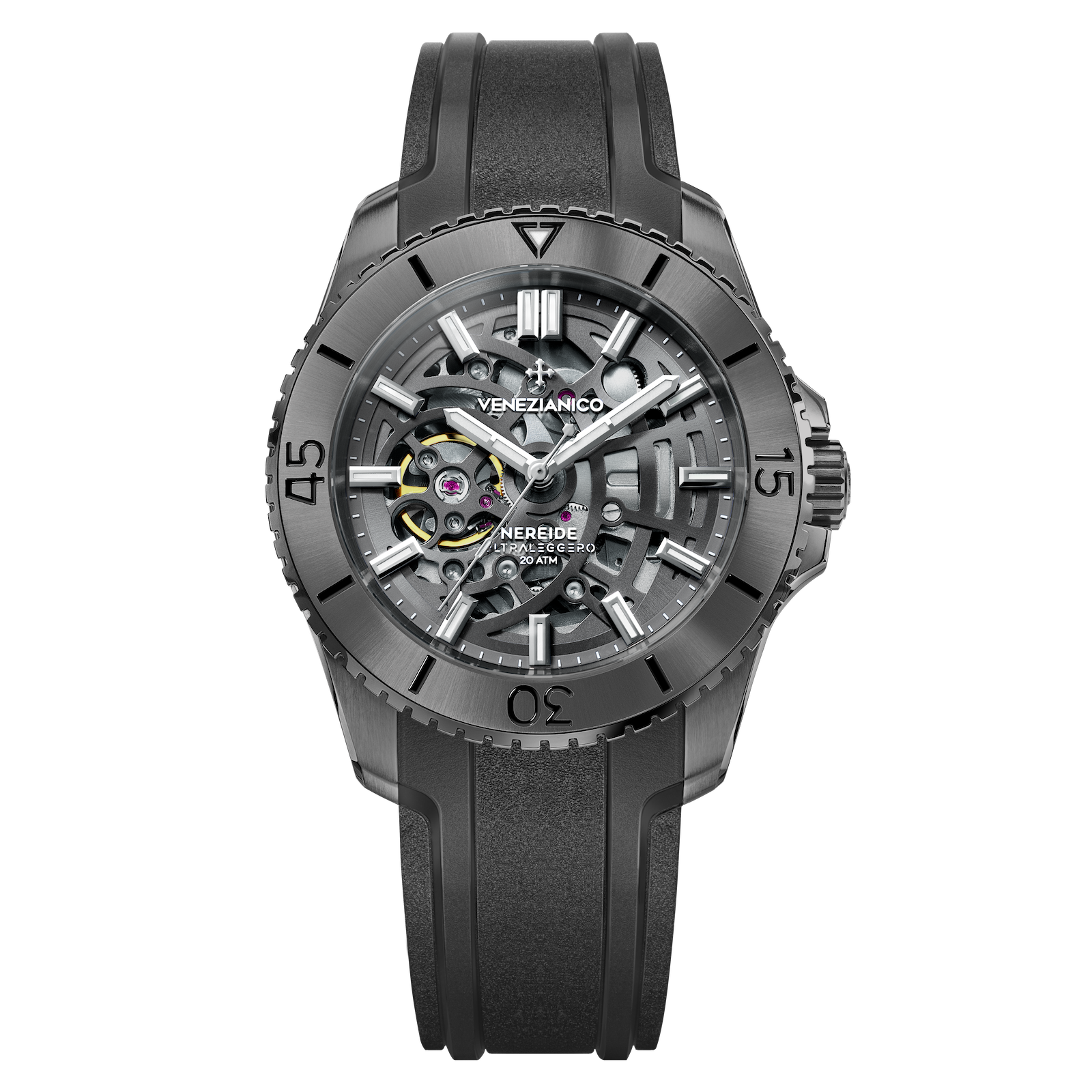 nereide ultraleggero gunmetale con bracciale in gomma nera