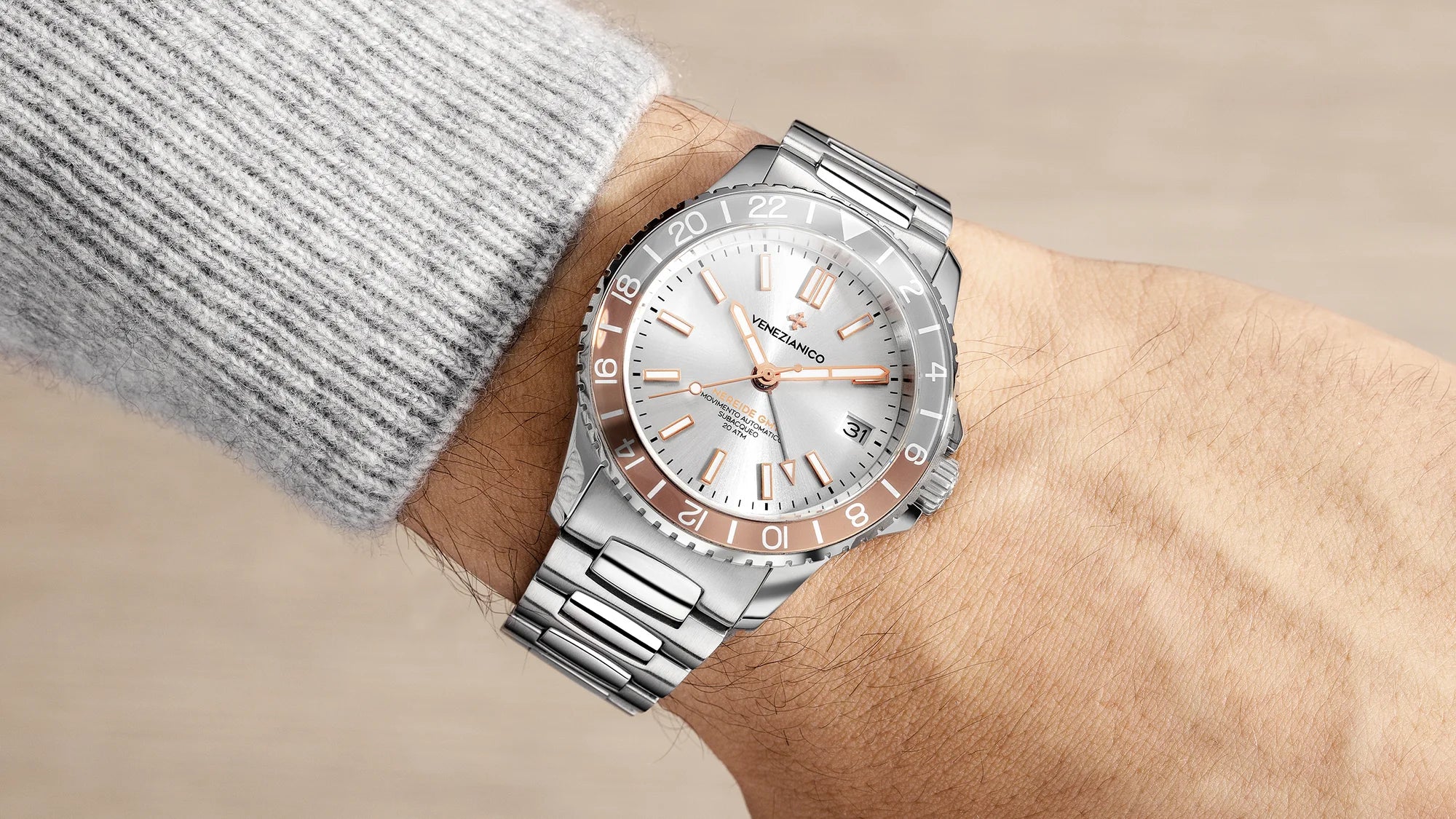 venezianico nereide gmt bianco rose gold indossato