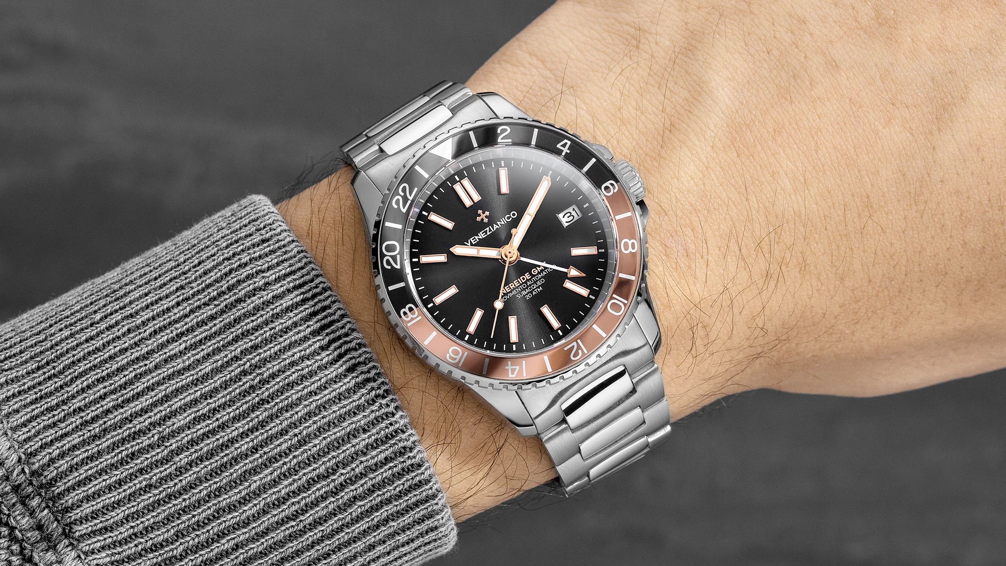 venezianico nereide gmt nero rose gold indossato