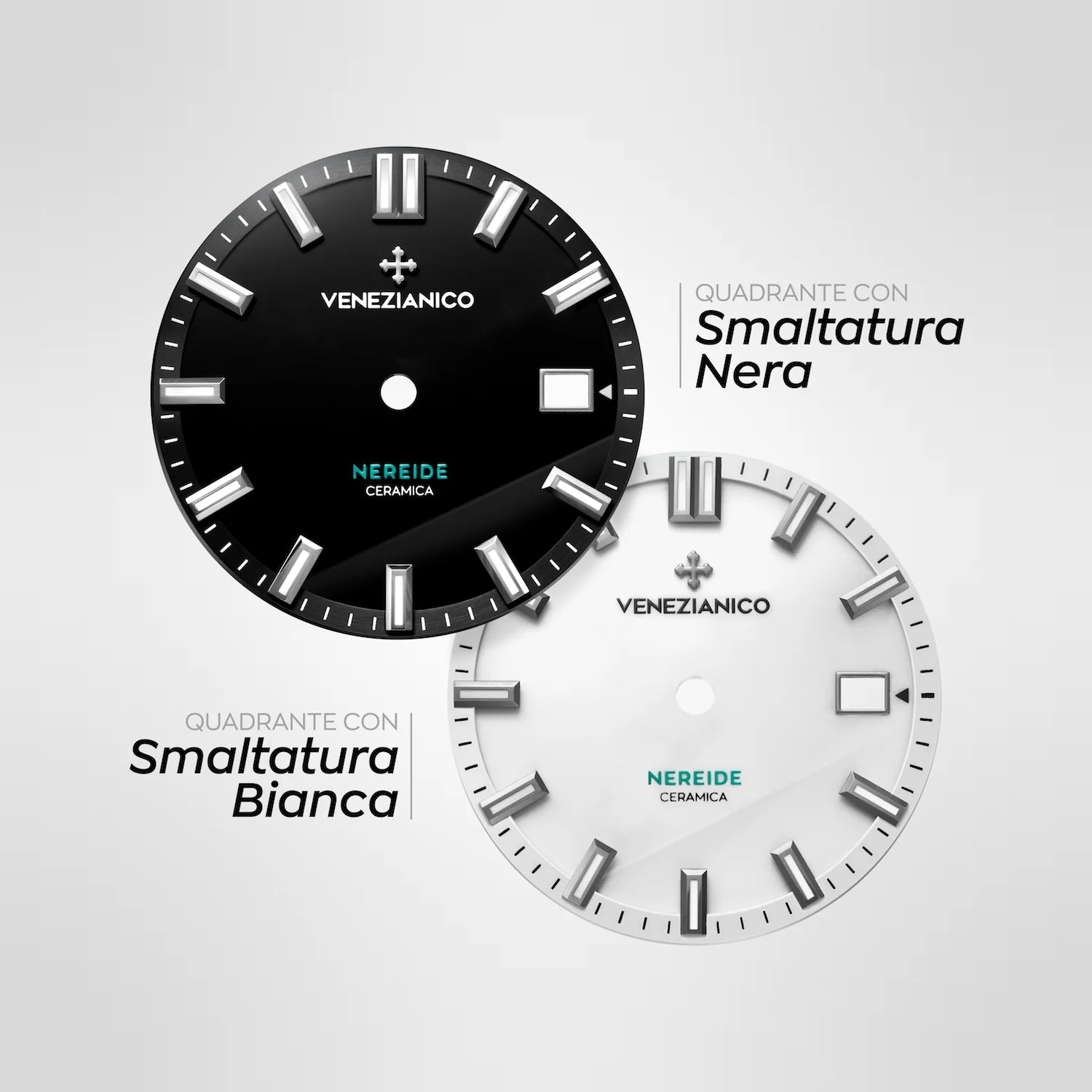 differene quadrante smaltato bianco e nero monati su nereide ceramica