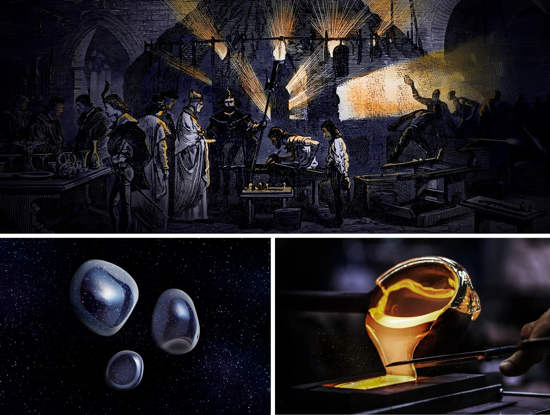 preparazione vetro avventurina fuso e creazione pasta di vetro