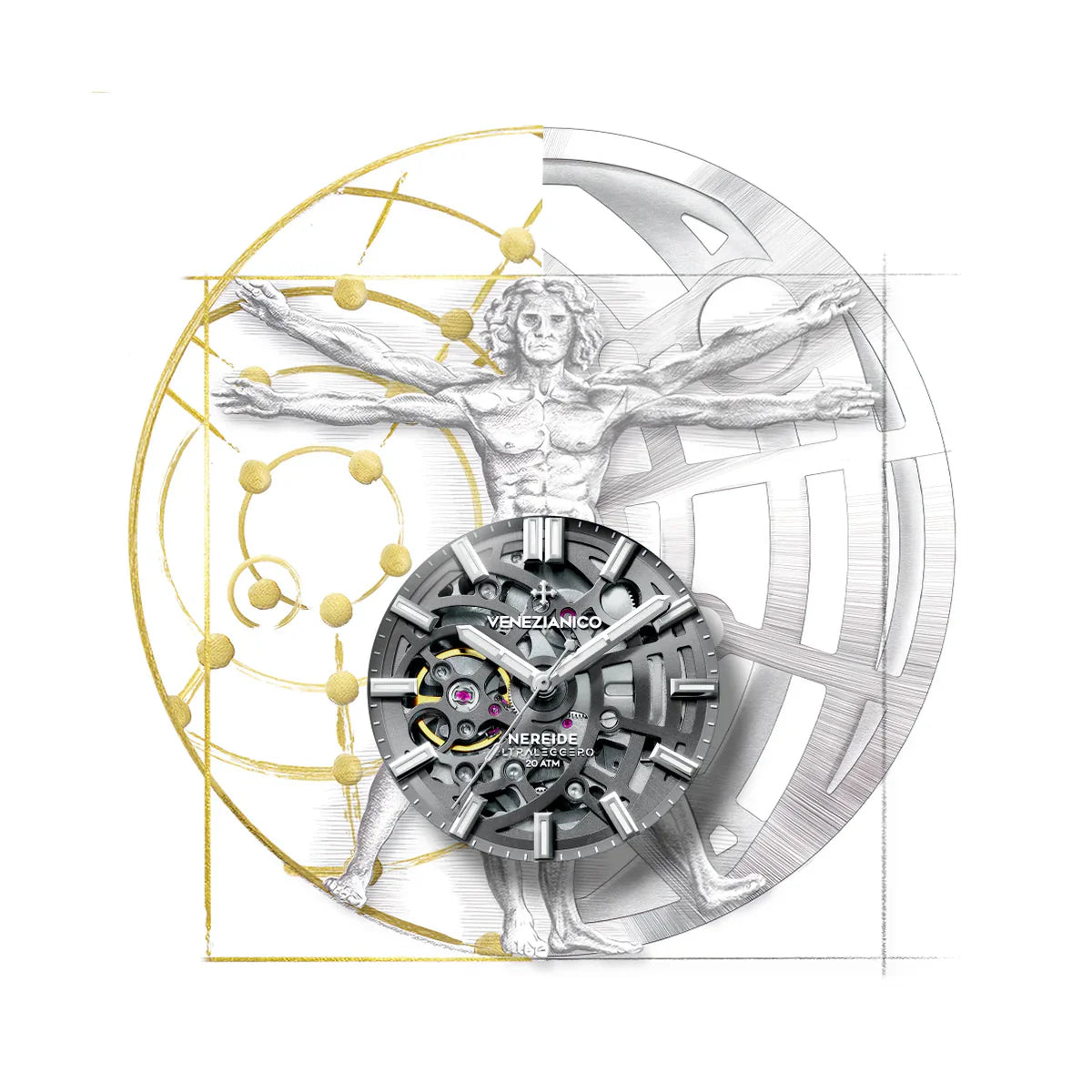 uomo vitruviano di ispirazione per venezianico nereide ultraleggero