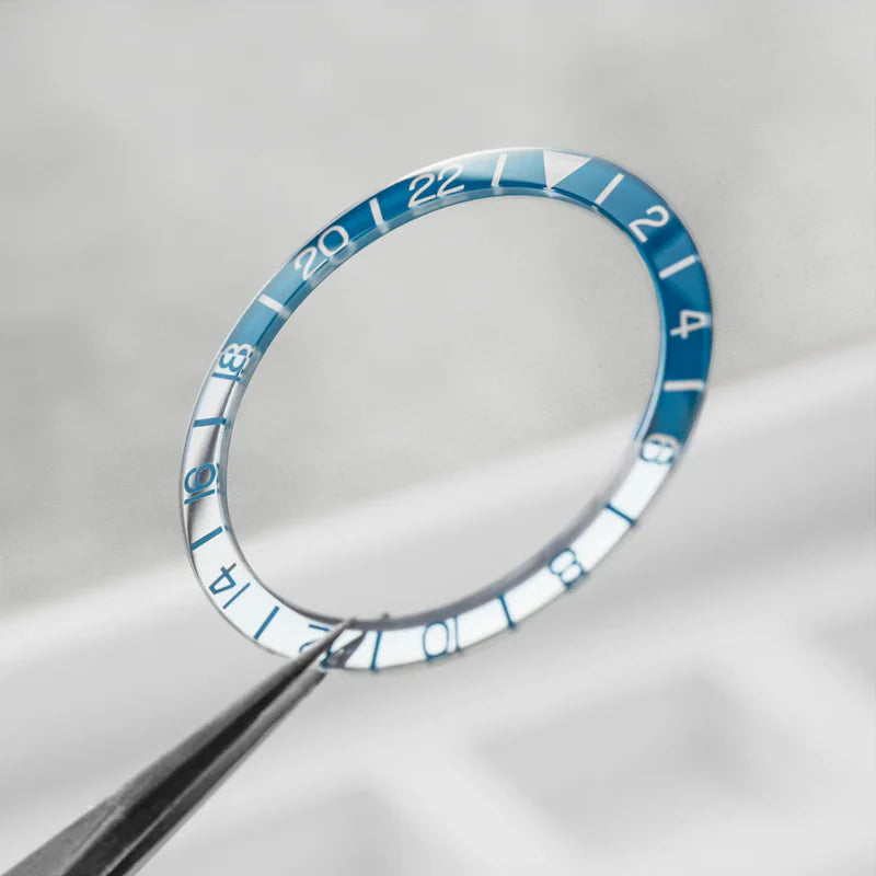 lunetta in vetro montata su venezianico nereide gmt blu