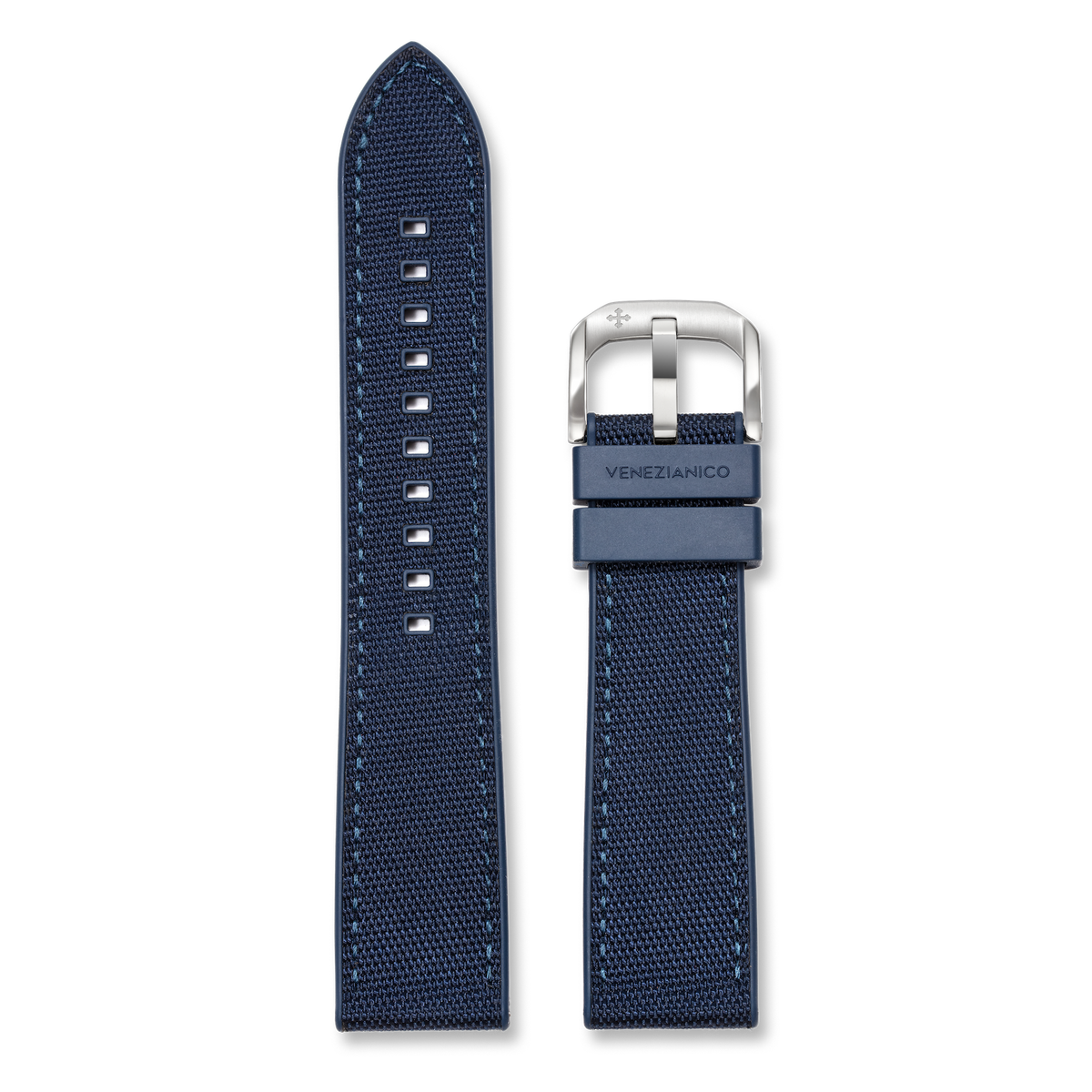 Cinturino Ibrido Gomma-Tessile Blu 22mm
