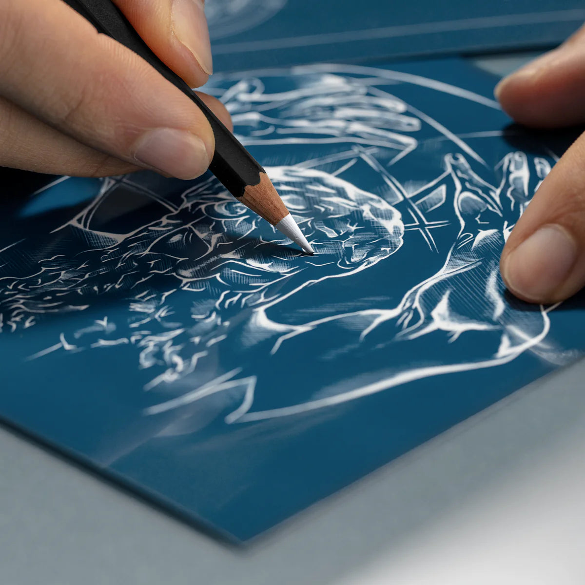 disegno tecnico su carta blu atlante