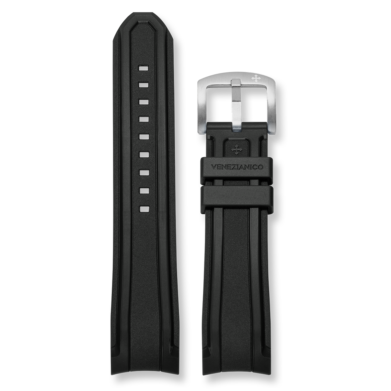 Cinturino integrato in gomma 22mm Nero