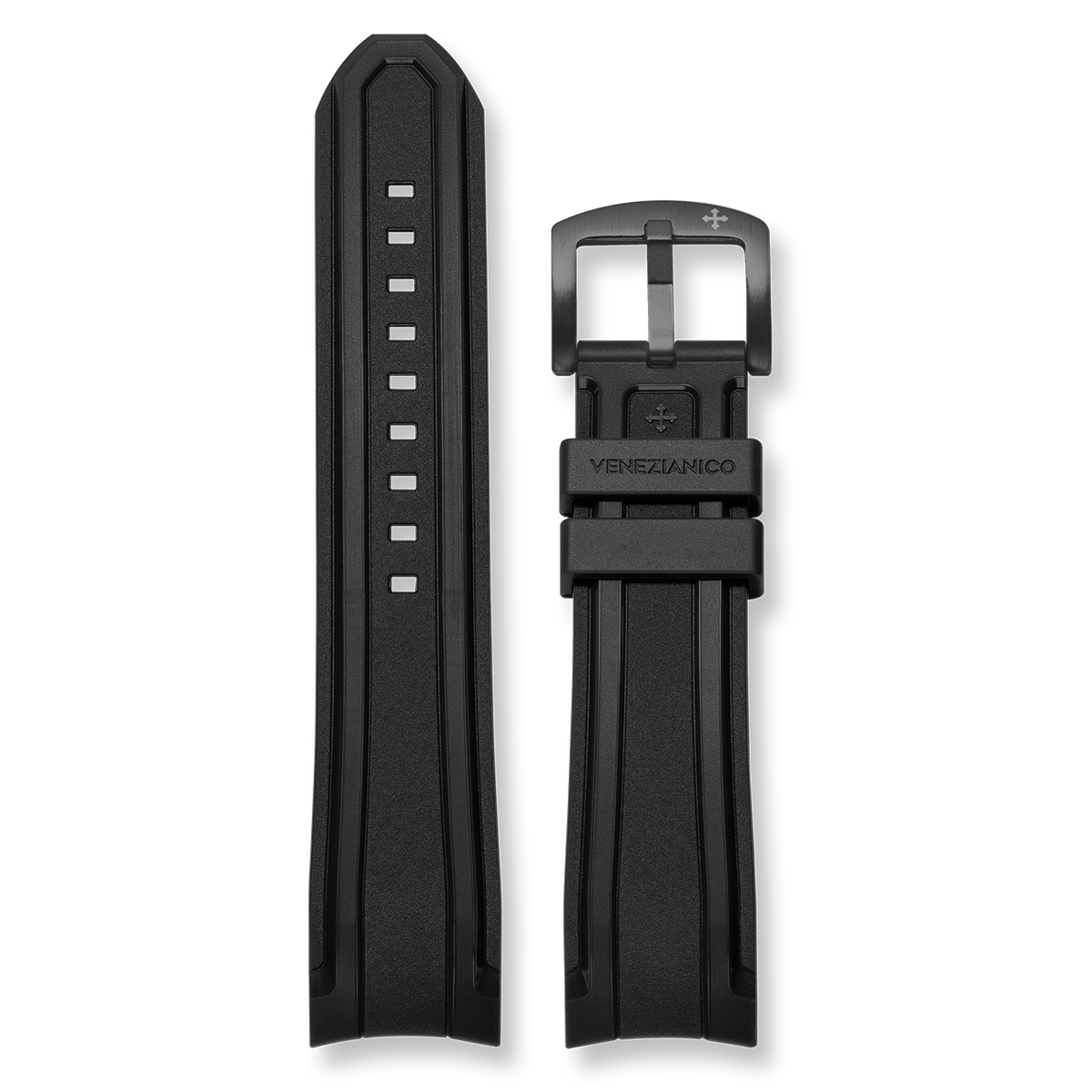 Cinturino integrato in gomma (22mm) - Nero PVD