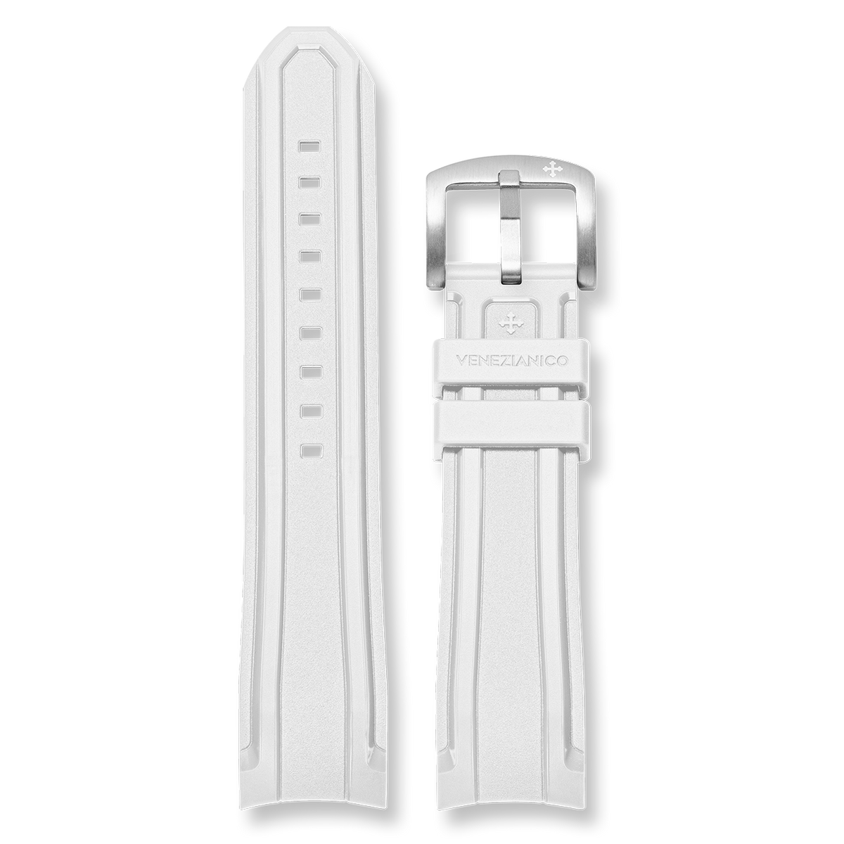 Cinturino integrato in gomma (22mm) - Bianco