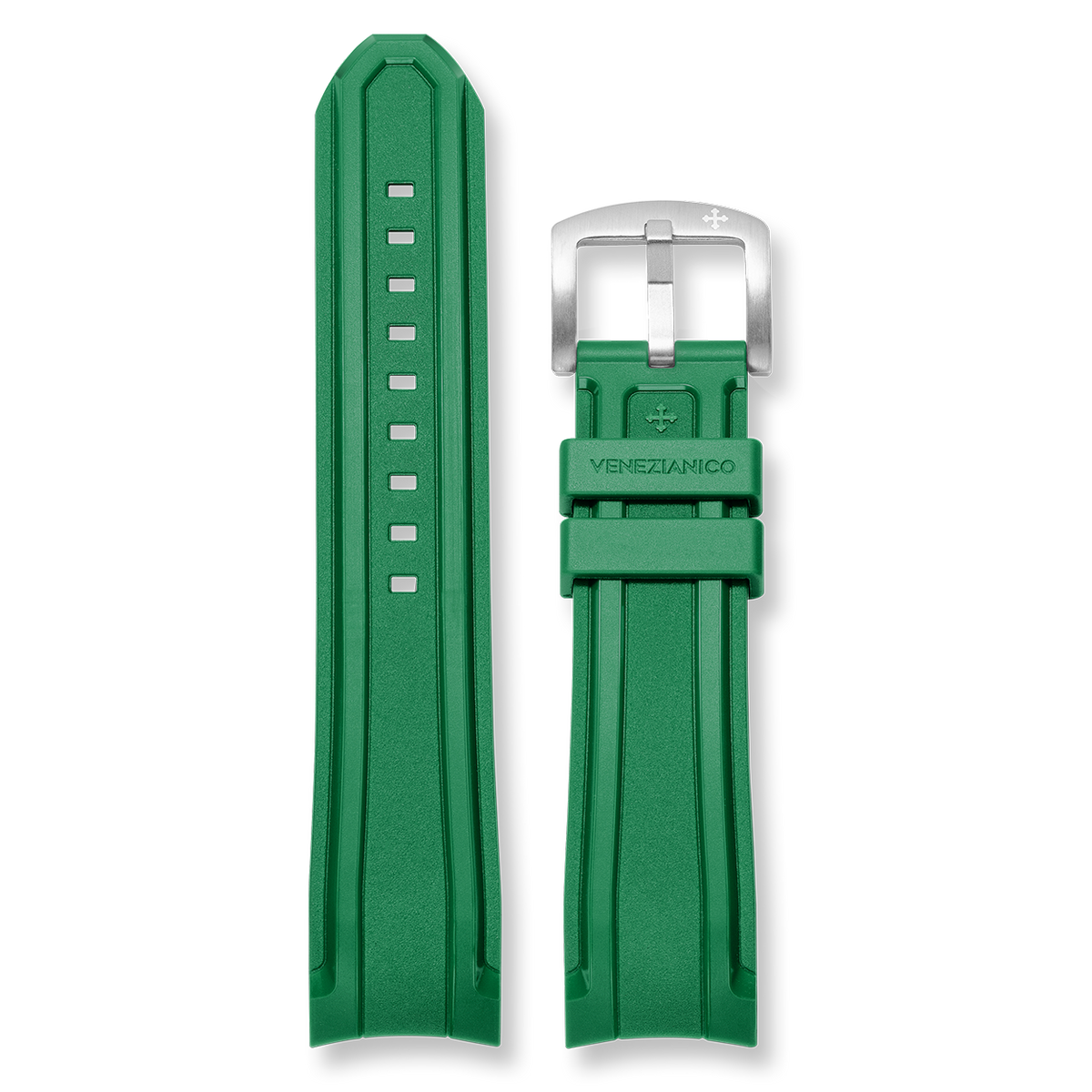Cinturino integrato in gomma (22mm) - Verde