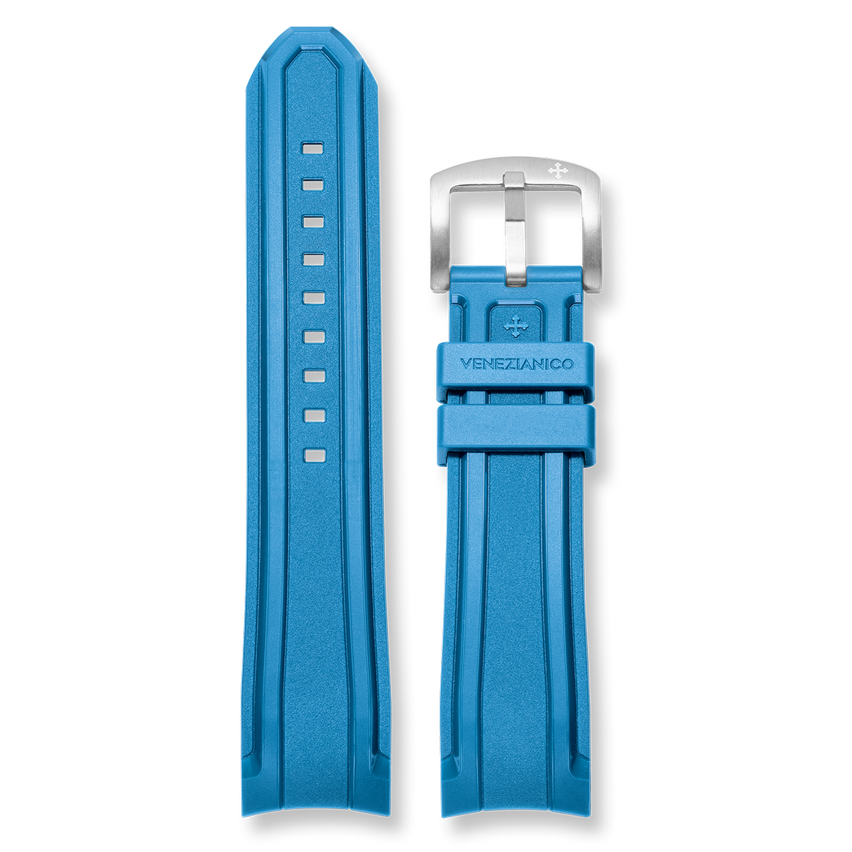 Cinturino integrato in gomma (22mm) - Azzurro